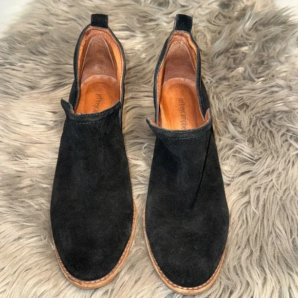 Jeffrey Campbell Rosalee Black Oiled Suede Ankle Boot Booties Size 8.5 - Picture 2 of 12